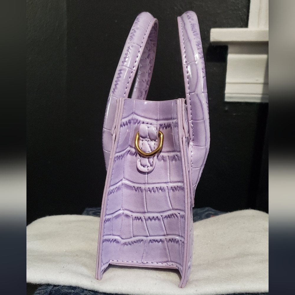 Faux Croc Embossed Mini Handbag- purple - Picture 4 of 9